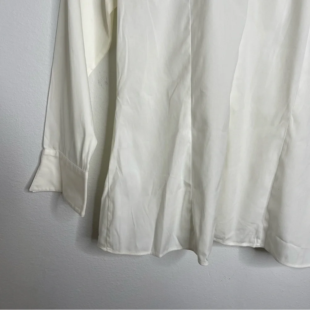 Lafayette 148 Ivory Pleaded Front Button Down Shirt Blouse Top Size 6 - Picture 15 of 16